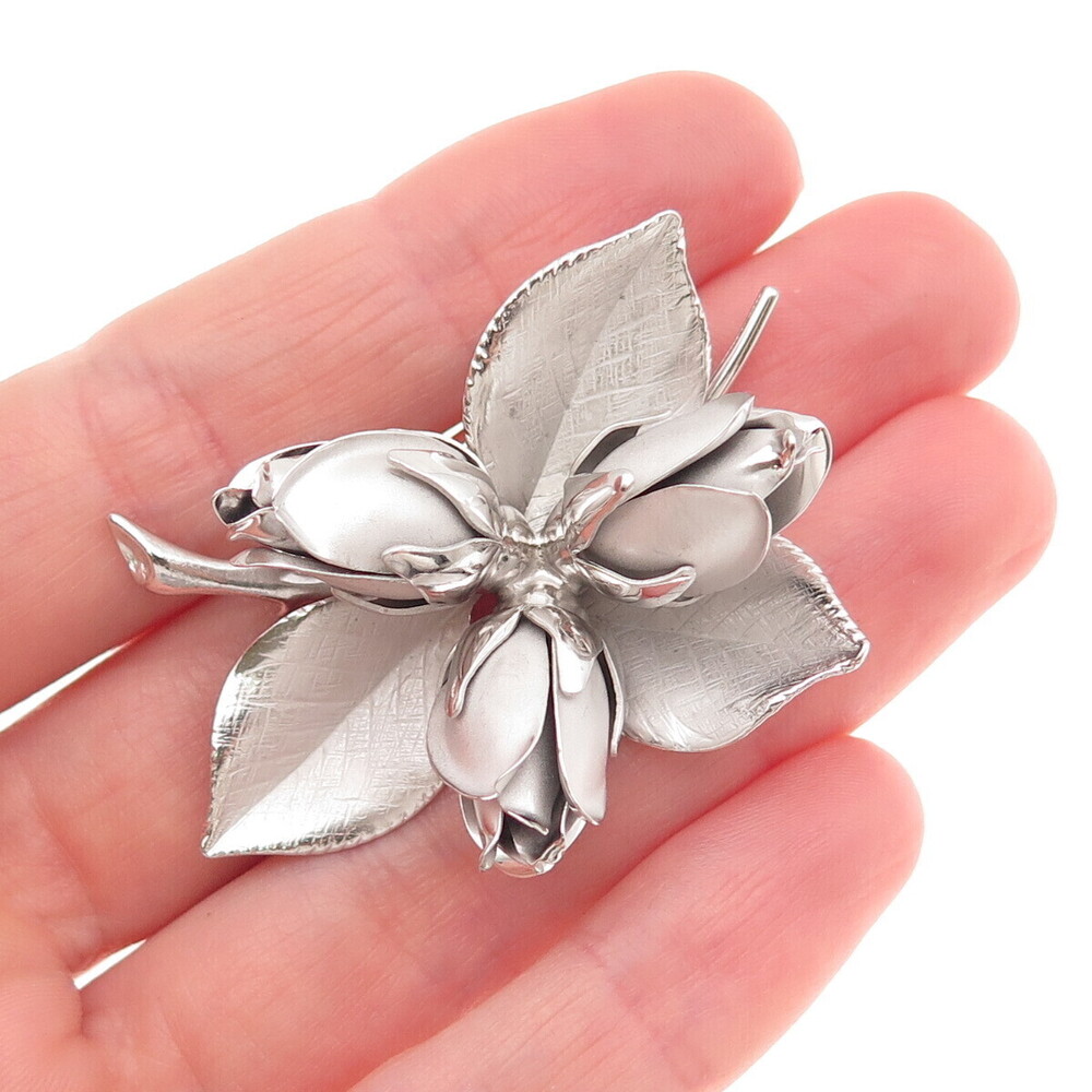 Harry S Bick 925 Sterling Silver Vintage Flower Pin Brooch